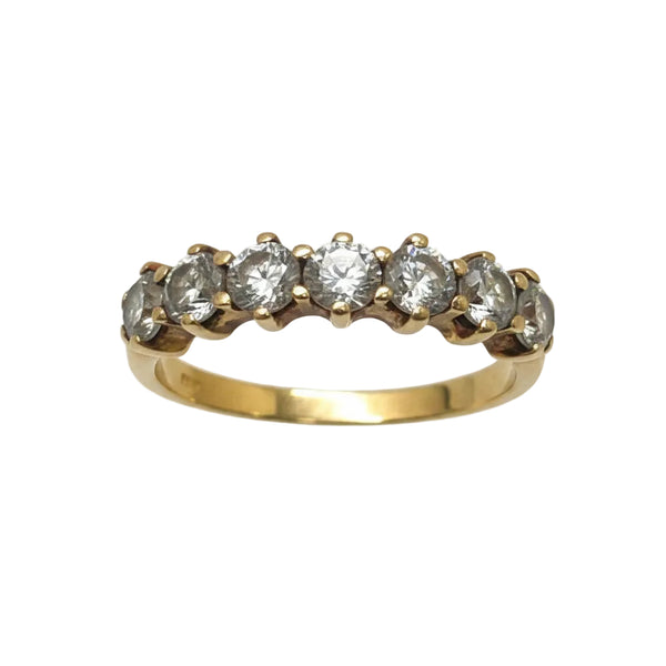 Bague Demi Tour Or Jaune 18k avec 7 oxydes de zirconium