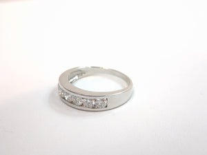 Bague Demi Tour Or Blanc 18 K - Taille 57 - 3.79 G