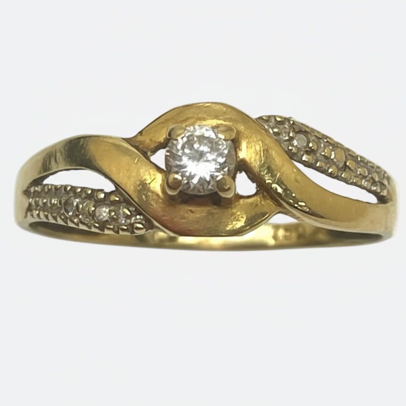 Solitaire en Or Jaune 18K avec Oxyde de Zirconium - T 51.5 - 1.14gr