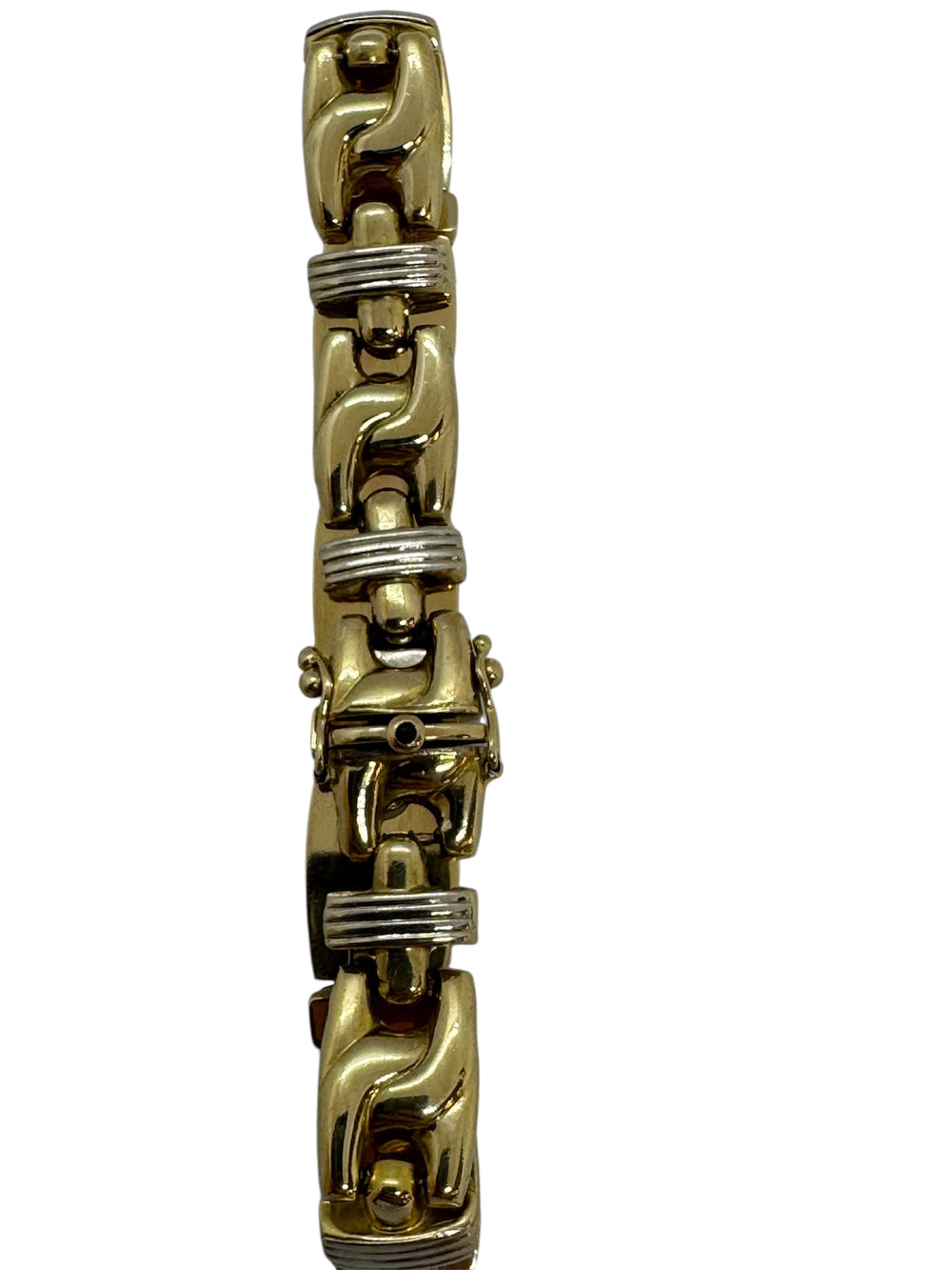 Bracelet Maille Fantaisie Or Jaune/Blanc avec Saphir 0,01ct