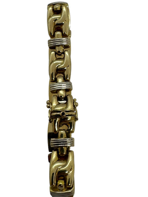 Bracelet Maille Fantaisie Or Jaune/Blanc avec Saphir 0,01ct