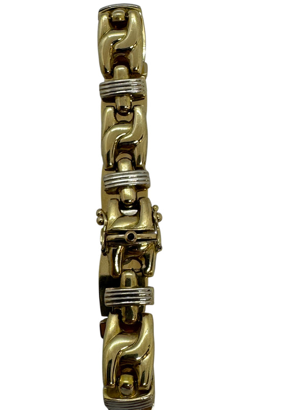 Bracelet Maille Fantaisie Or Jaune/Blanc avec Saphir 0,01ct