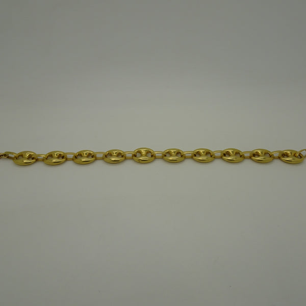 Bracelet Gourmette Grain de Café en Or 18K