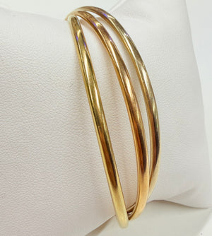 Bracelet jonc en or jaune, blanc et rose 18 K