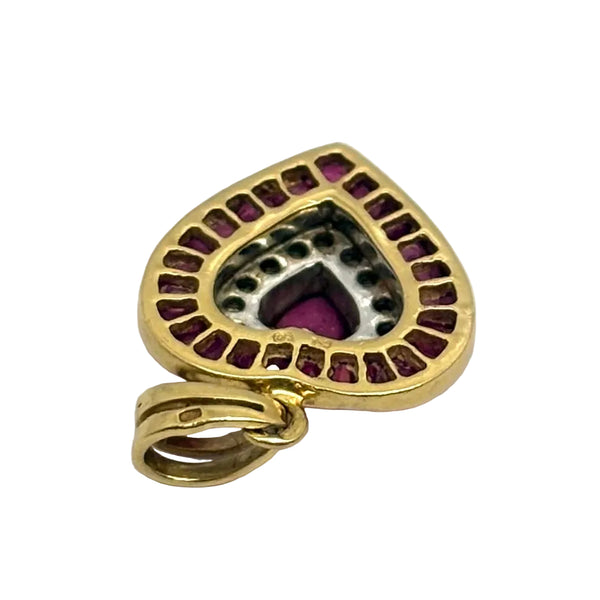 Pendentif Médaille en Or Jaune avec Diamants et Rubis 18k