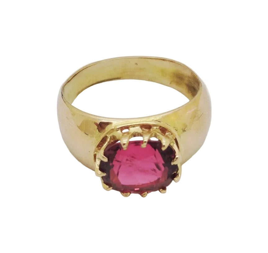 Bague en or jaune 18K avec oxyde de zirconium - T59 - 5.54gr