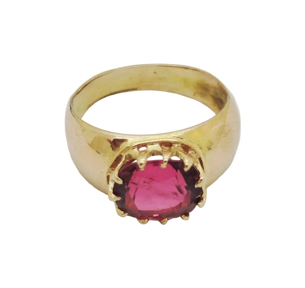 Bague en or jaune 18K avec oxyde de zirconium - T59 - 5.54gr