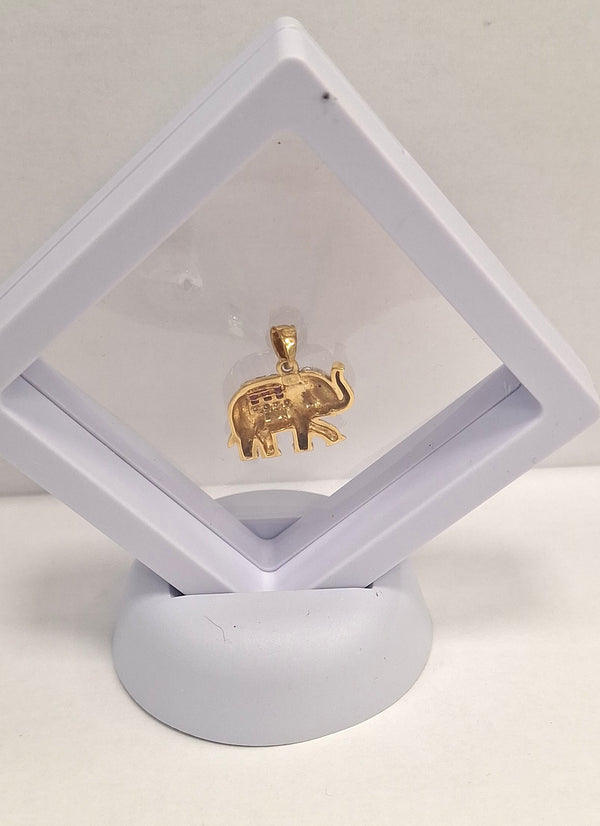 Pendentif Éléphant Or Jaune 18K Diamants Rubis
