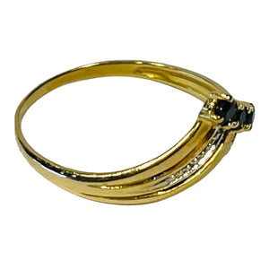Bague en Or 18K avec 3 Saphirs - T54 - 1.29gr