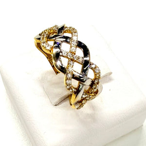 Bague Tressée en Or Jaune 18K - 3.32g - Taille 54