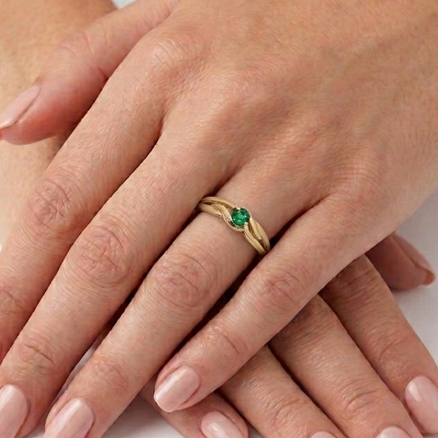 Solitaire en Or Jaune 18K - Taille 54 - 0.89G