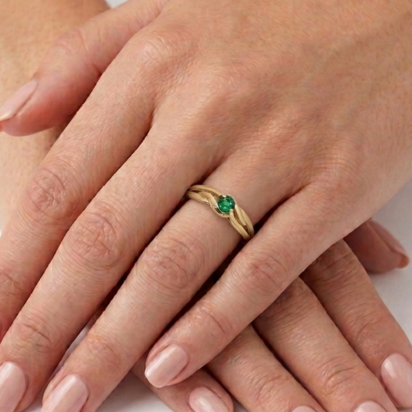 Solitaire en Or Jaune 18K - Taille 54 - 0.89G