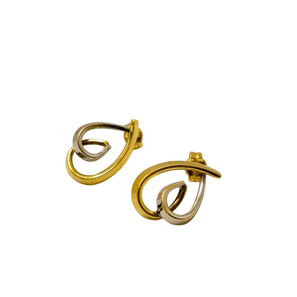Boucles d'oreilles Or Jaune et Or Gris 18K