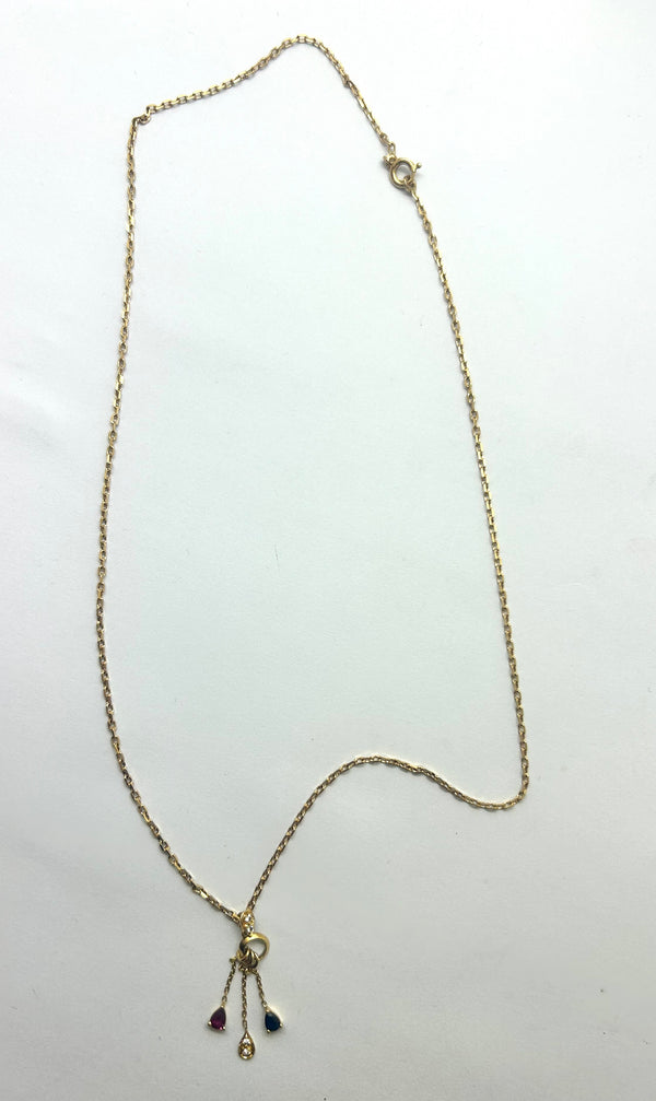 Collier Matinée en Or Jaune avec Pierres Précieuses
