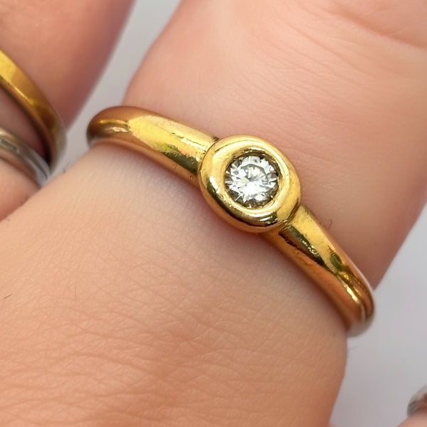 Solitaire en Or Jaune 18K - Taille 52 - 1.99g