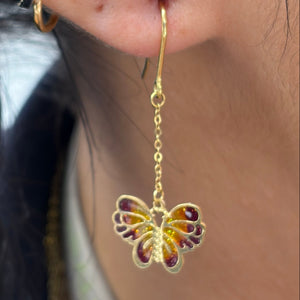 Boucles d'oreilles papillon en Or Jaune 18K