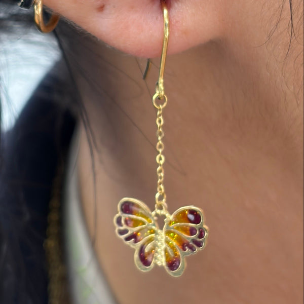 Boucles d'oreilles papillon en Or Jaune 18K