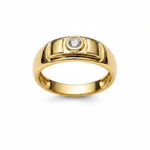 Chevalière Or 18K - 8.34 G - T 63 avec Diamant Central