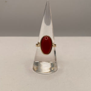 Bague Corail  en Or Jaune 18K 5.46 Grs - Taille 57