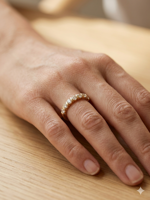 Bague en Or Jaune 18K et Diamants - Taille 48 - 4.08G