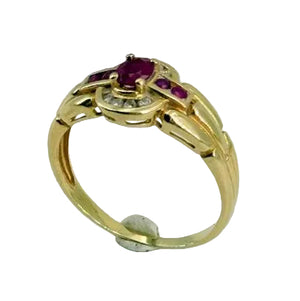 Bagues en or jaune 18k avec rubis et diamants - T60 - 3.49gr