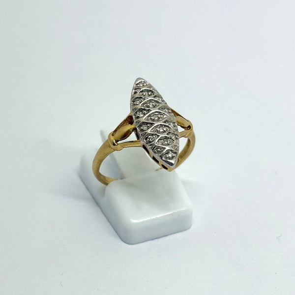 Bague Marquise OR Jaune et Blanc 18K - 3.20 G - T 56