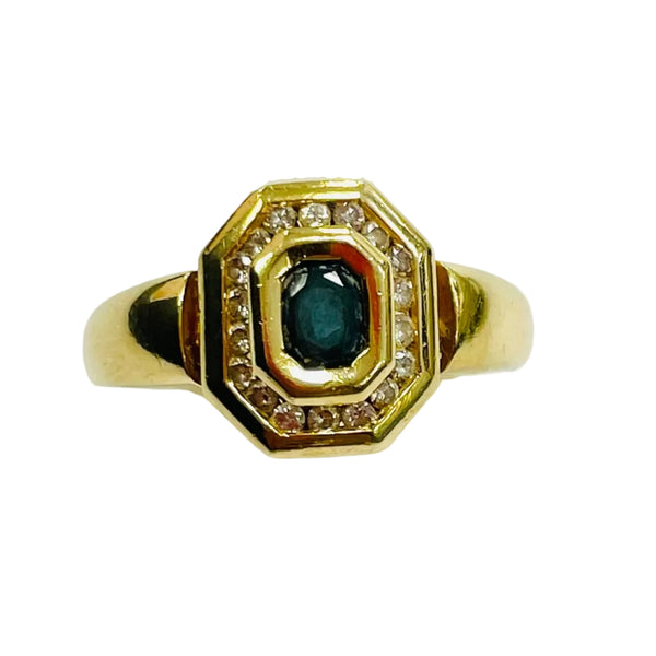 Chevalière en Or 18K Jaune avec Onyx et Diamants - Taille 55 - 5.04G