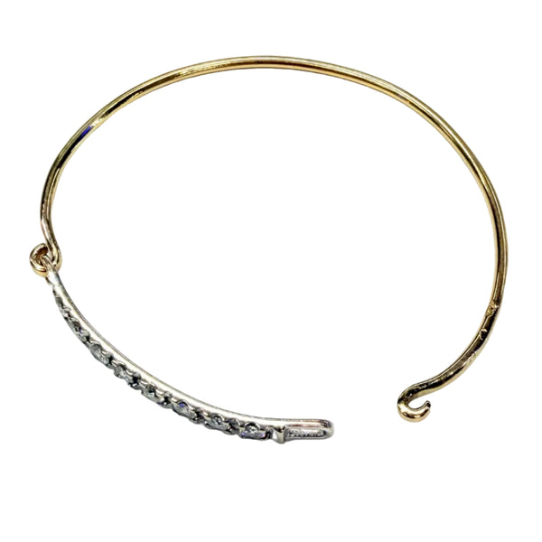Bracelet jonc en Or jaune et blanc 18k avec diamants