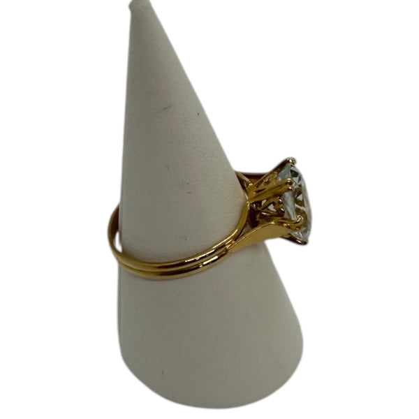 Bague Alliance Aigue Marine en Or Jaune 18K - 3.58g