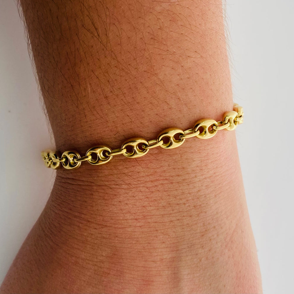 Bracelet Grain de Café en Or Jaune 18K