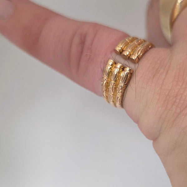 Bague triple jonc en or jaune rosé 18K Taille-53