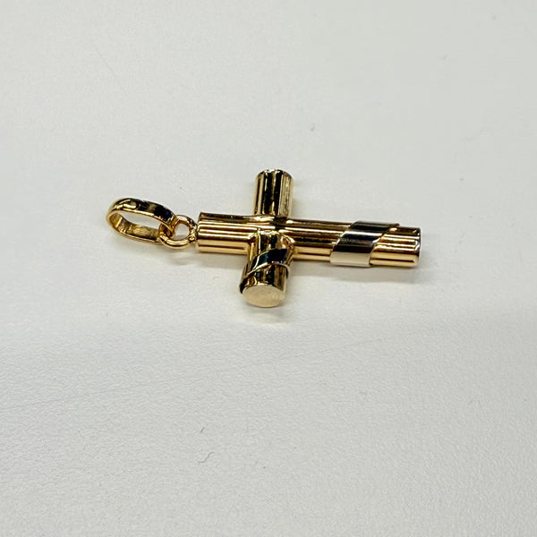 Pendentif Croix en Or Jaune et Blanc 18k Poids - 3.68 Grs