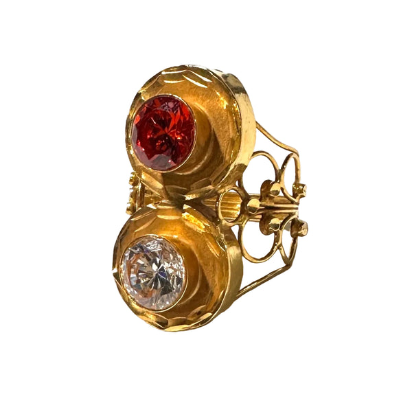 Bague Ancienne avec Oxyde de Zirconium en Or Jaune 21K
