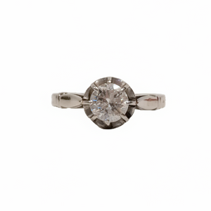 Solitaire Or Blanc 18 K - Taille 50 - 2.95G