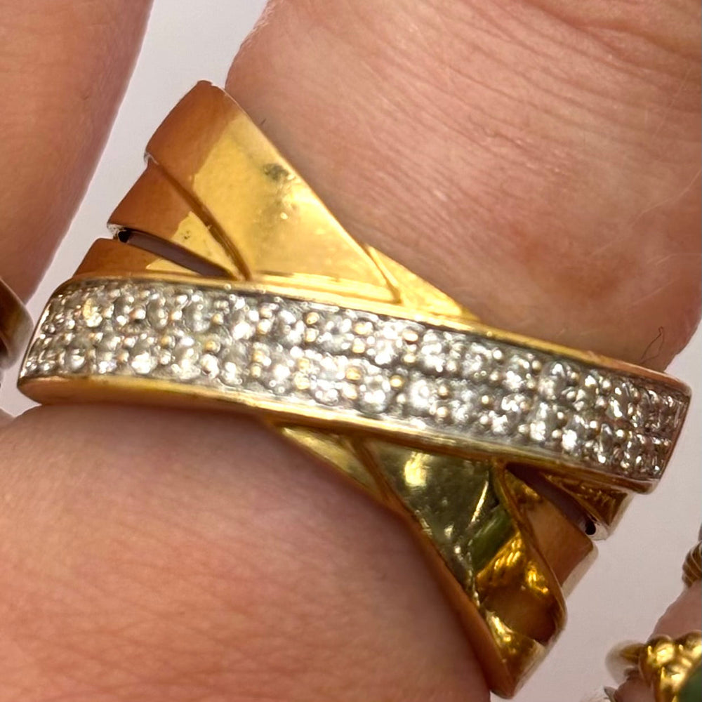 Bague en Or jaune 18K - 38 diamants - Taille 53 - 6.10g