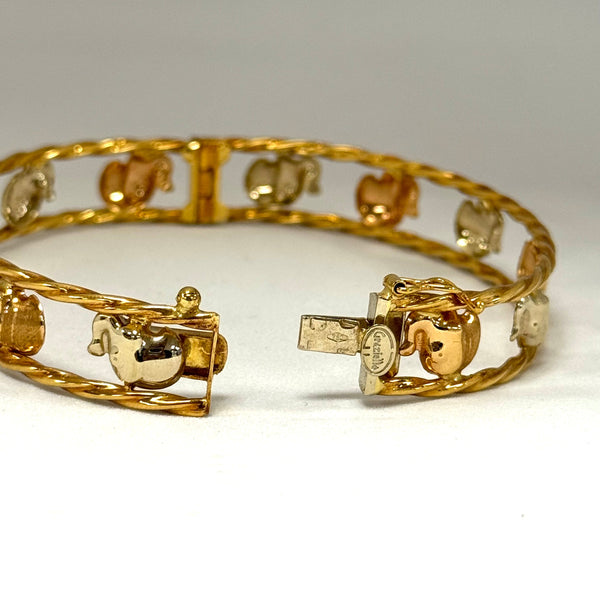 Bracelet or Blanc et Rose jonc 18K - 20cm - 13.72G