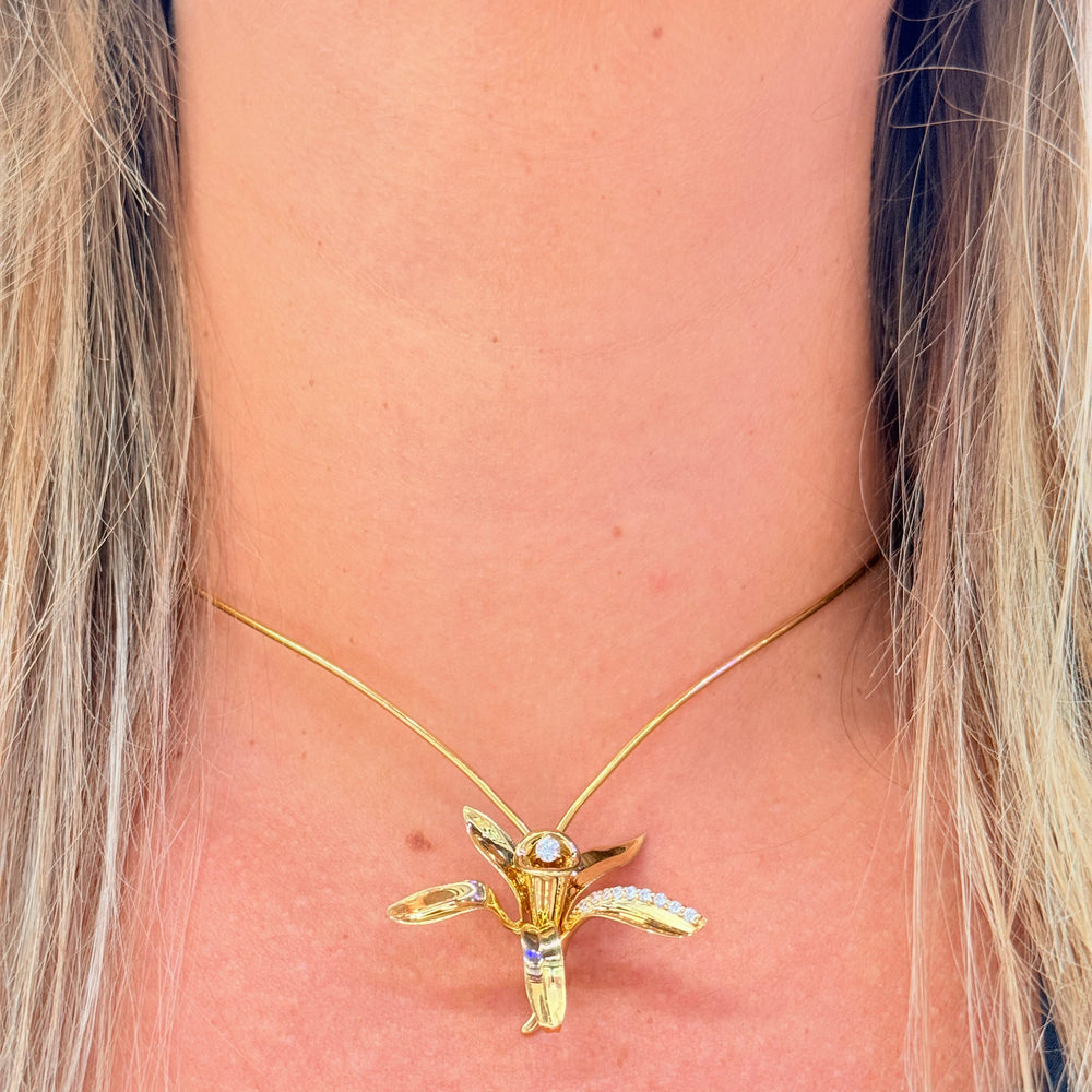 Pendentif Fleur de Vanille en Or Jaune 18k 5.23 Grs
