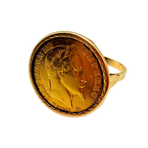 Bague Pièce en Or Jaune 18k