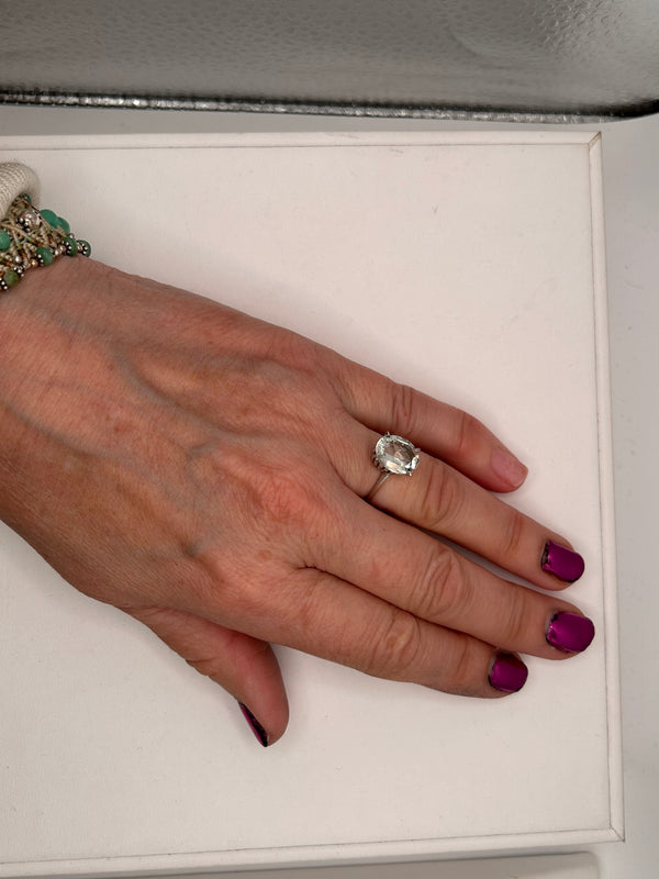 Bague Empierrée Aigue Marine Or Blanc 18K