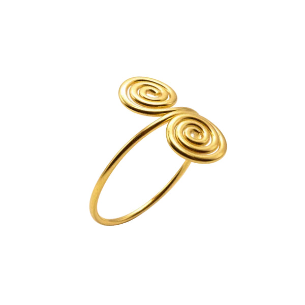 Bague Alliance Double Spirale en Or Jaune 18k - 1.03 G