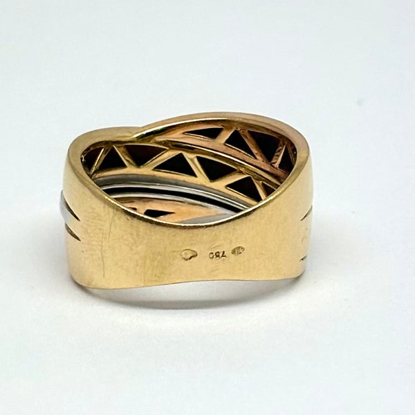 Bague Tank en 3 Ors 18 k avec Diamants