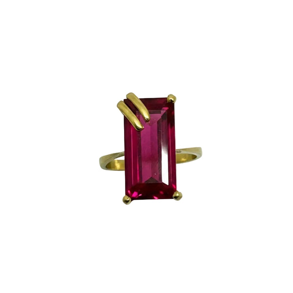 Bague Rubis en Or Jaune 18k - 4.50 G - Taille : 53