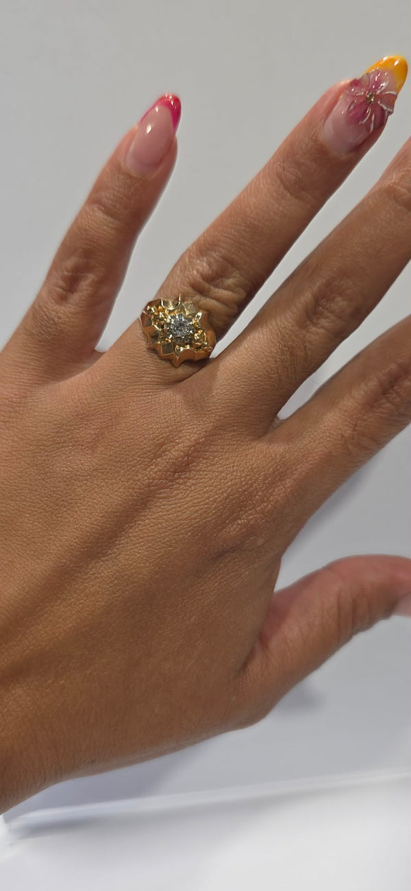 Bague en Or Jaune avec zirconium 18 carats
