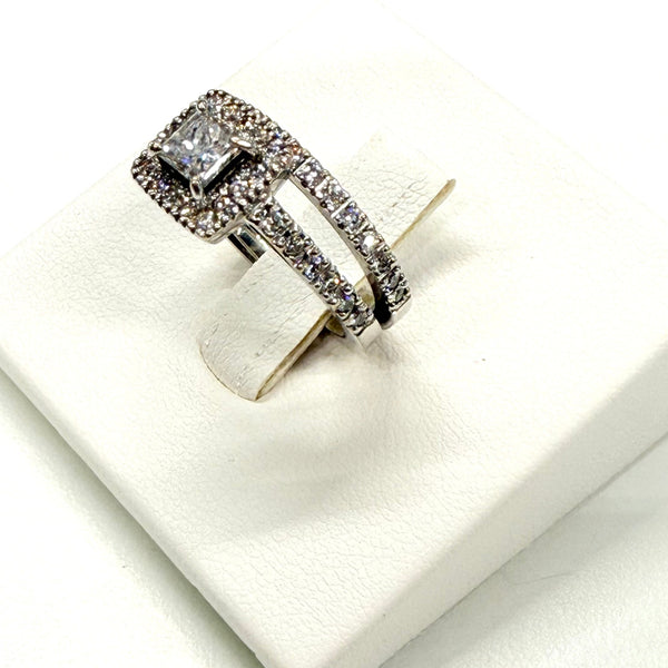 Bague demi-tour solitaire en Or Blanc 18K avec diamants 6.45 Grs - Taille 49