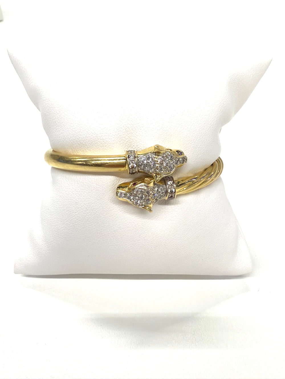 Bracelet Jonc panthère en Or jaune 18k et zirconium
