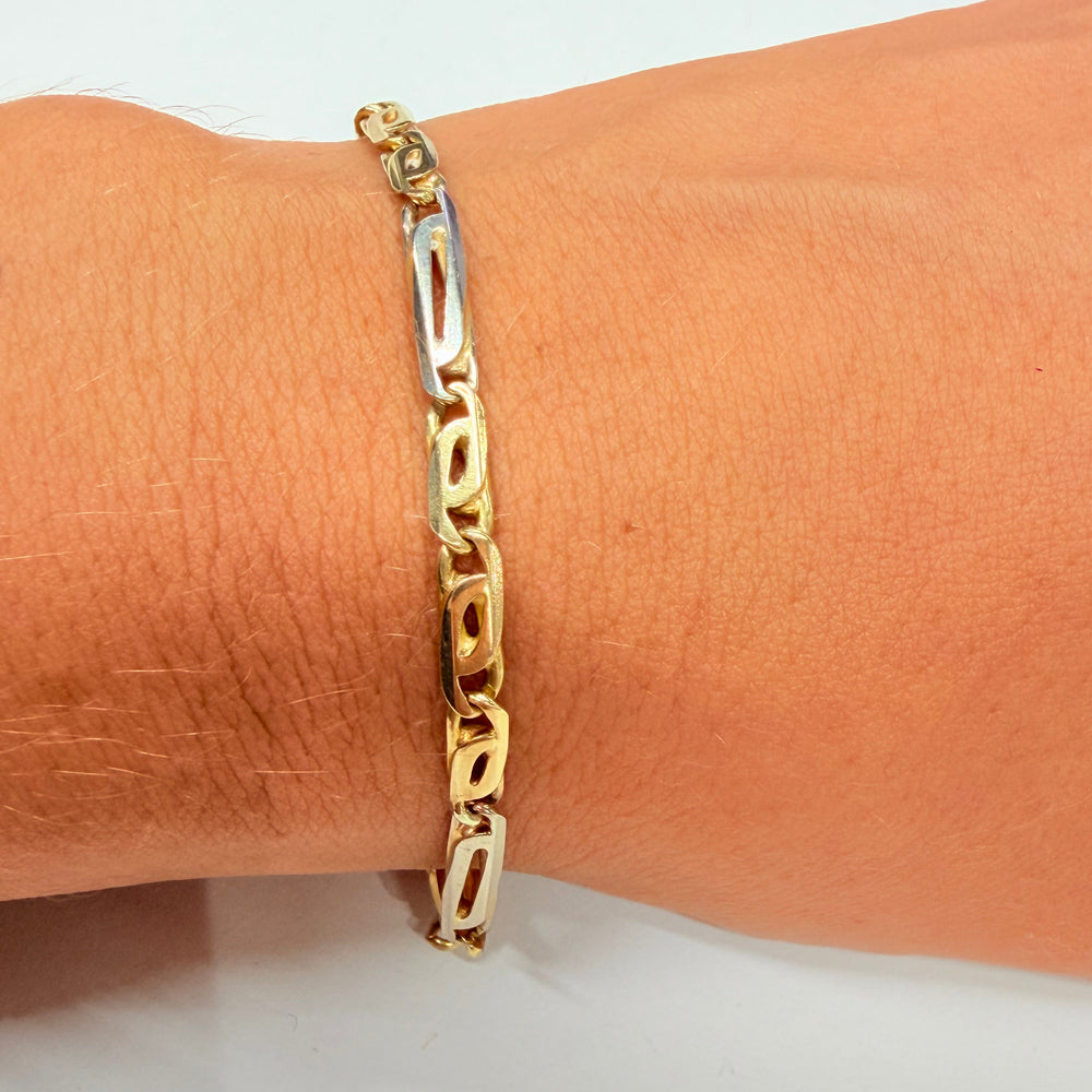 Bracelet Maille Fantaisie Or Jaune et Blanc 18k