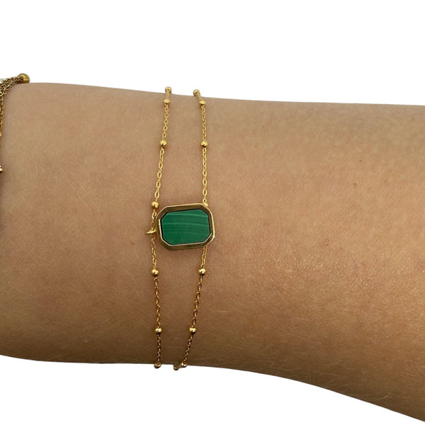 Bracelet Double Chaîne Maille Fantaisie Or Jaune