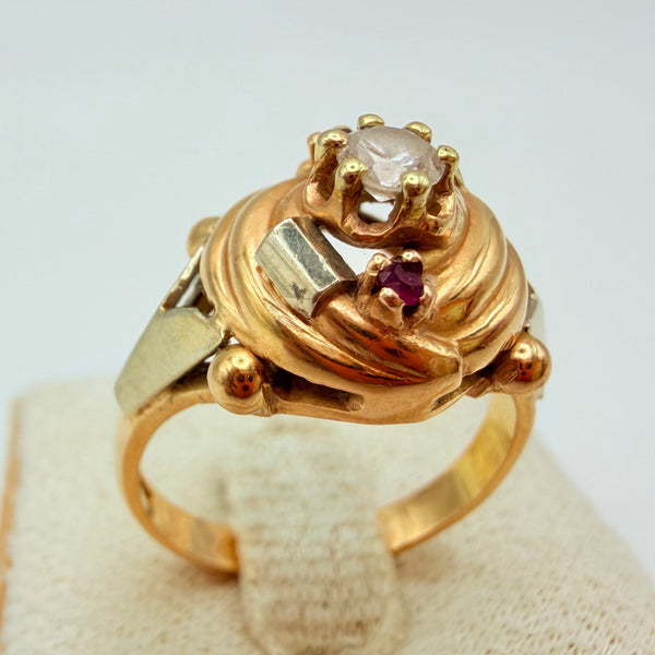 Bague Empierrée Or Jaune 750/1000 avec Oxyde de Zirconium