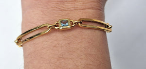 Bracelet Maillon Forçat Or Jaune 18 Carats avec Topaze
