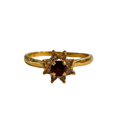 Bague Marguerite en Or Jaune avec Diamants et Pierres